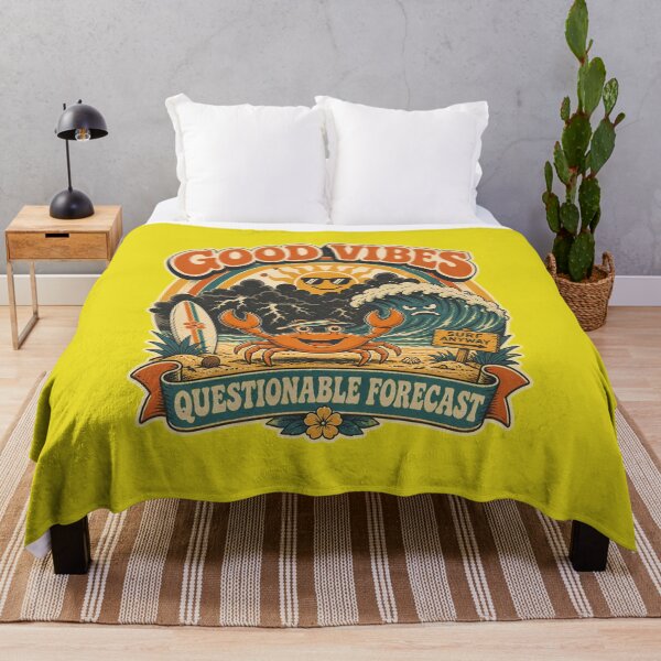Item preview, Good Vibes Questionable Forecast Funny Surfing Crab Vintage Beach designed and sold by SVox.