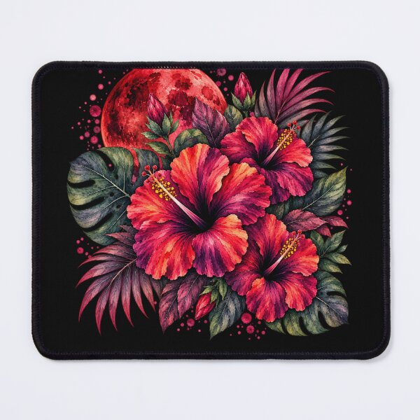 Item preview, Crimson Moon Hibiscus | Blood Moon Tropical Watercolor | Gothic Botanical Art designed and sold by IamNolmo.