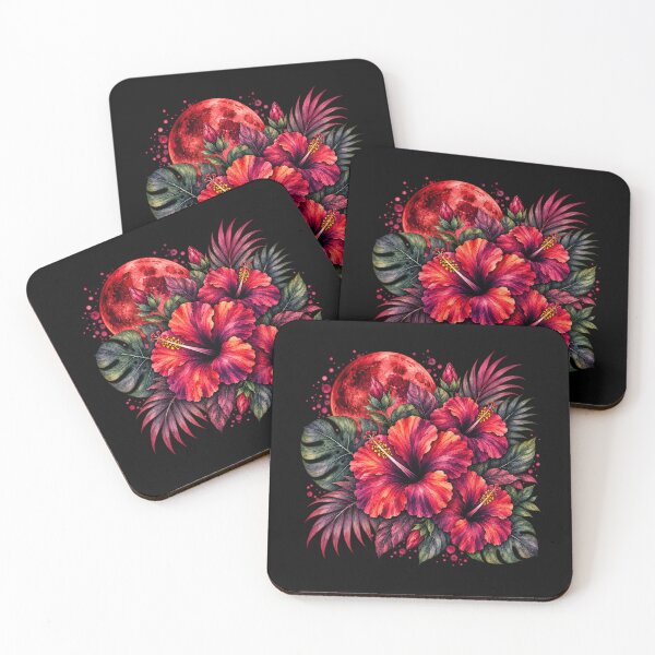 Item preview, Crimson Moon Hibiscus | Blood Moon Tropical Watercolor | Gothic Botanical Art designed and sold by IamNolmo.