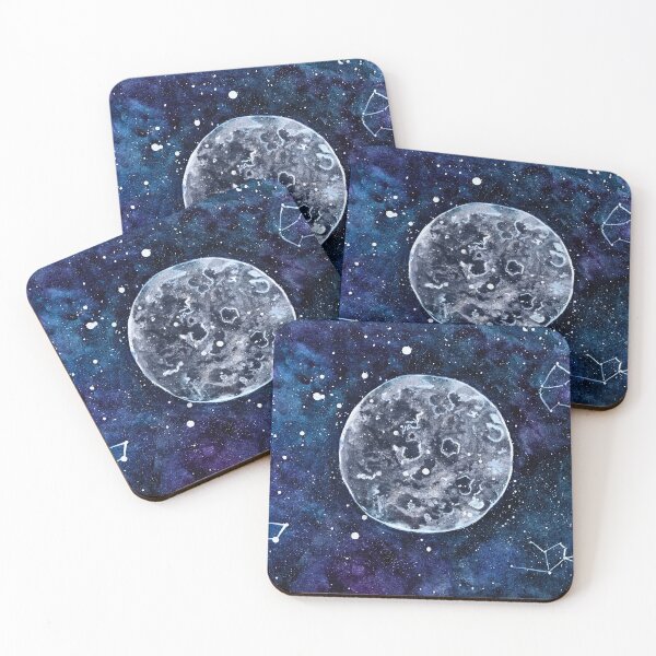 Item preview, The Moon Keeps the Map, Full Moon and Constellations Watercolour designed and sold by ArithraStudio.