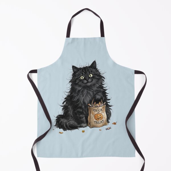 Item preview, Fluffy Black Cat Holding Trick or Treat Candy Bag Halloween designed and sold by BreezifyDesignStudio.