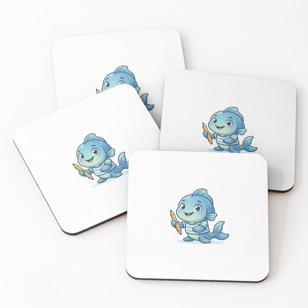 Item preview, Artistic Blue Fish Writer in Striped Shirt Sticker Art designed and sold by KaleeDesigns.