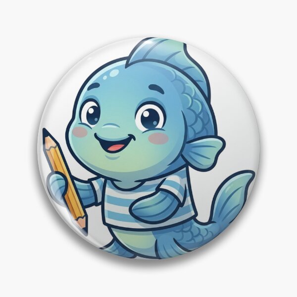 Item preview, Artistic Blue Fish Writer in Striped Shirt Sticker Art designed and sold by KaleeDesigns.