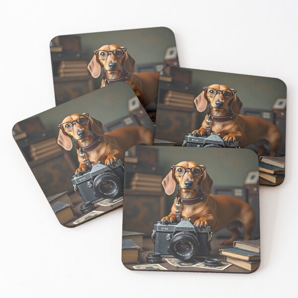 Item preview, DACHSHUND PHOTOGRAPHER DOG WITH VINTAGE CAMERA designed and sold by PawsStudioAU.