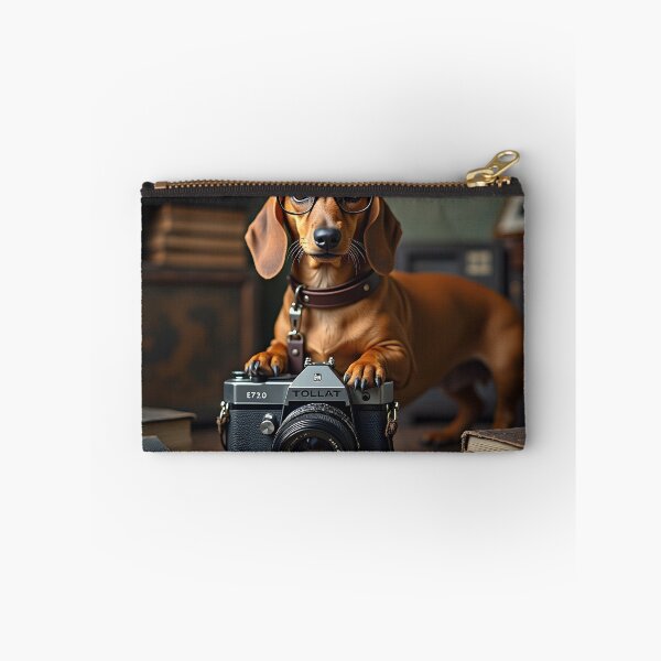 Item preview, DACHSHUND PHOTOGRAPHER DOG WITH VINTAGE CAMERA designed and sold by PawsStudioAU.