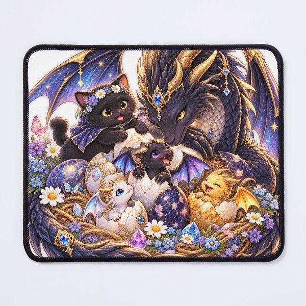 Item preview, Black Cat and Magical Dragon Family designed and sold by Cat-loveparttime.