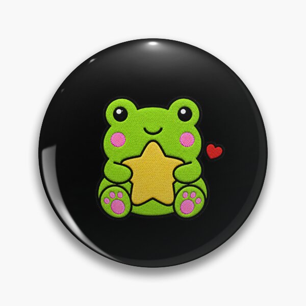 Item preview, Cute Frog Hugging Yellow Star Kawaii Embroidery Patch designed and sold by ColorSplash123.