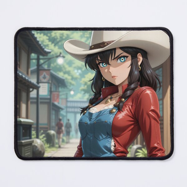Item preview, Anime Cowgirl in Red and Blue Western Girl Portrait designed and sold by Killington.