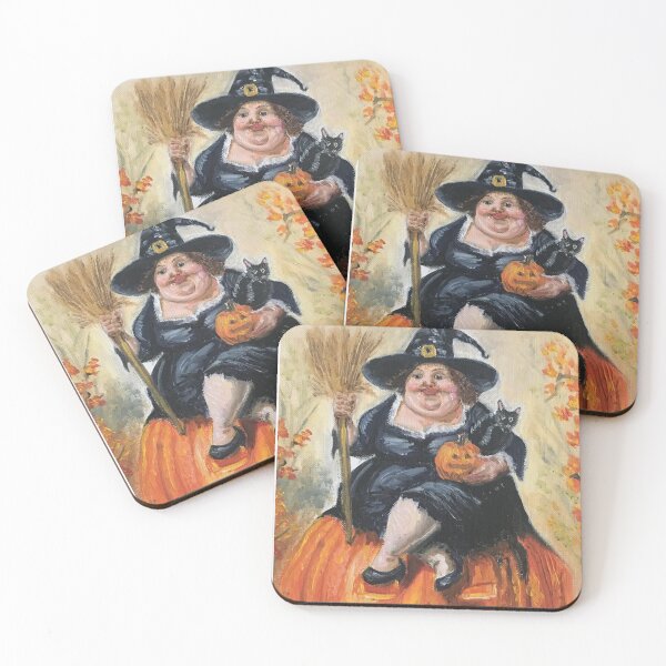 Item preview, Cute Witch on Giant Pumpkin - Original Hand Painted Oil Art designed and sold by ilkayArtStudio.