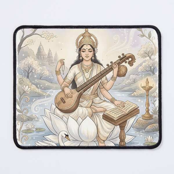 Item preview, Saraswati Goddess Watercolor Art designed and sold by hutofdesigns.