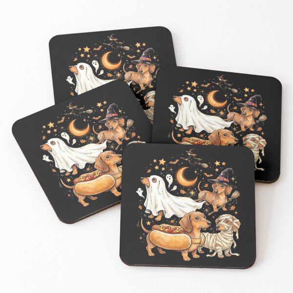 Item preview,  Spooky Dachshunds Halloween – Hot Dog, Ghost, Witch & Mummy Dogs designed and sold by SOUFIANE1991.