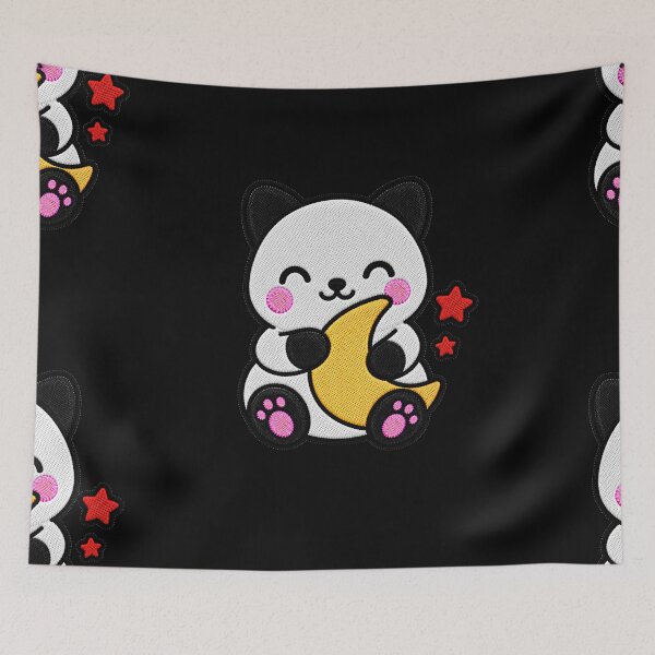 Item preview, Cute Cat Hugging Crescent Moon Kawaii Embroidery Patch designed and sold by ColorSplash123.