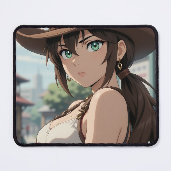 Item preview, Anime Cowgirl Close-Up Brunette Western Girl with Green Eyes designed and sold by Killington.
