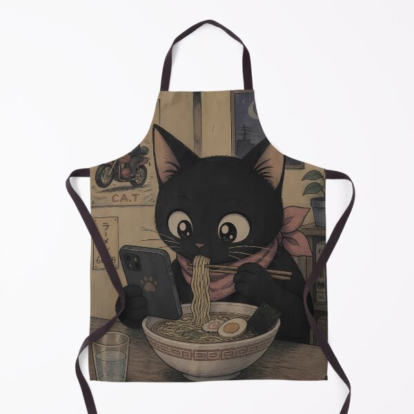 Item preview, Black Cat Ramen Retro Japanese 1990s Nostalgia Anime Kawaii designed and sold by GrinGalore.
