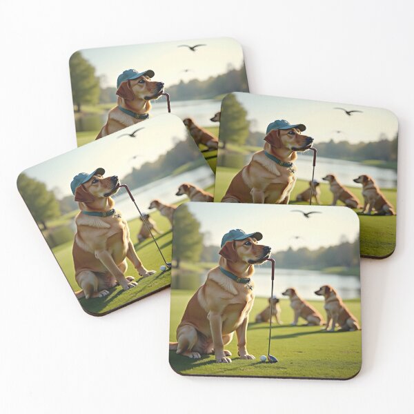 Item preview, YELLOW LABRADOR GOLFER DOG WITH CAP designed and sold by PawsStudioAU.