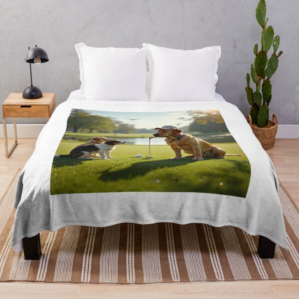 Item preview, YELLOW LABRADOR GOLF PLAYER DOG WITH CADDIES designed and sold by PawsStudioAU.