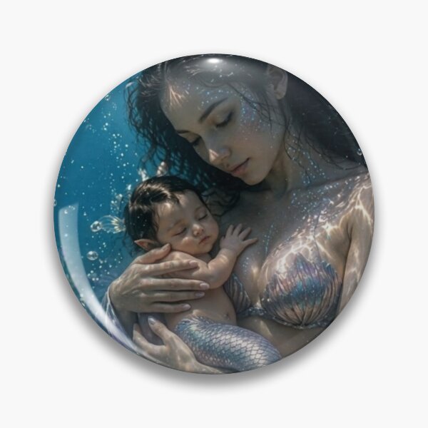 Item preview, Mermaid Mother and Baby Underwater Fantasy – Magical Ocean Family Art designed and sold by Bhaskar Digital Art.