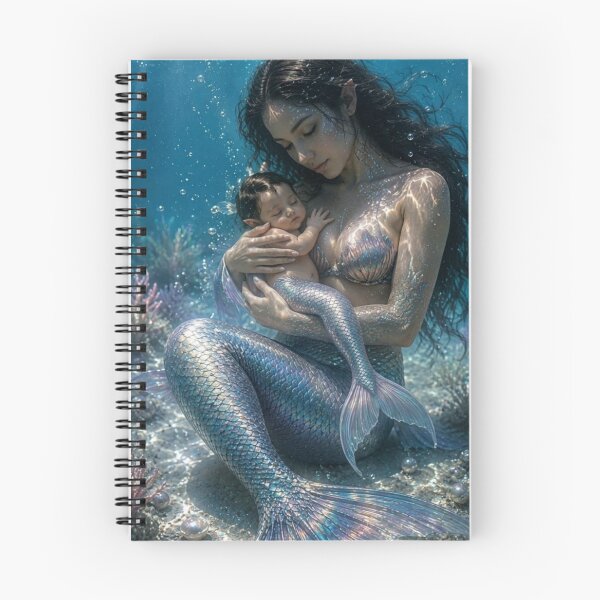 Item preview, Mermaid Mother and Baby Underwater Fantasy – Magical Ocean Family Art designed and sold by Bhaskar Digital Art.