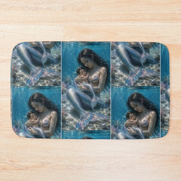 Item preview, Mermaid Mother and Baby Underwater Fantasy – Magical Ocean Family Art designed and sold by Bhaskar Digital Art.
