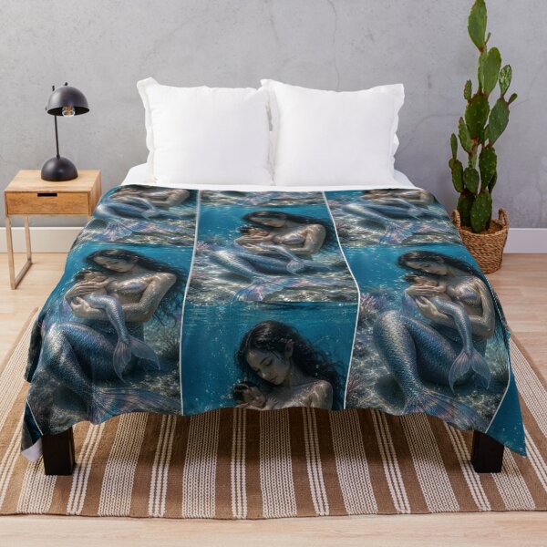 Item preview, Mermaid Mother and Baby Underwater Fantasy – Magical Ocean Family Art designed and sold by Bhaskar Digital Art.