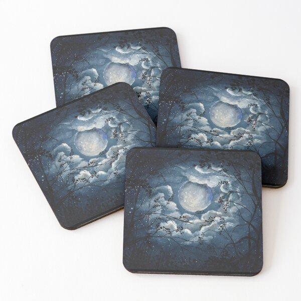 Item preview, Where the Forest Holds the Moon, Moonlit Night Watercolour designed and sold by ArithraStudio.