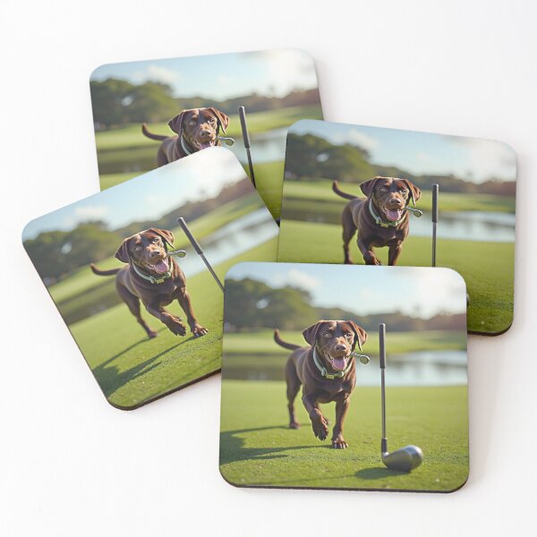 Item preview, CHOCOLATE LABRADOR GOLF PLAYER DOG designed and sold by PawsStudioAU.