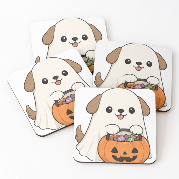 Item preview, Cute Ghost Dog Trick or Treat Pumpkin Bucket designed and sold by Bybushralab.