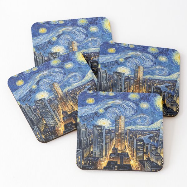 Item preview, National City Starry Night Comic Book Landscape designed and sold by Bad-Decisions-Designs.