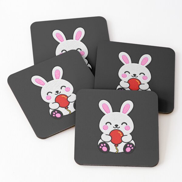Item preview, Cute Bunny Holding Red Balloon Kawaii Embroidery Patch designed and sold by ColorSplash123.