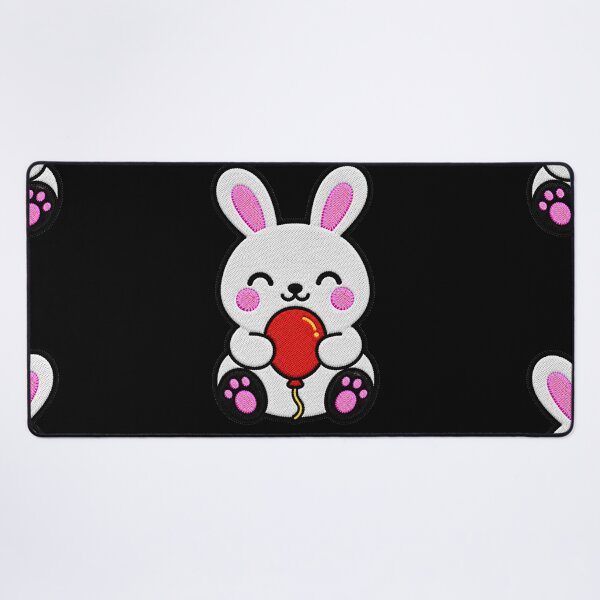 Item preview, Cute Bunny Holding Red Balloon Kawaii Embroidery Patch designed and sold by ColorSplash123.