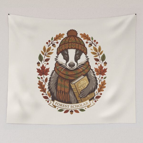 Item preview, Dark Academia Forest Scholar Badger Woodland Animal Illustration designed and sold by Englandbear.