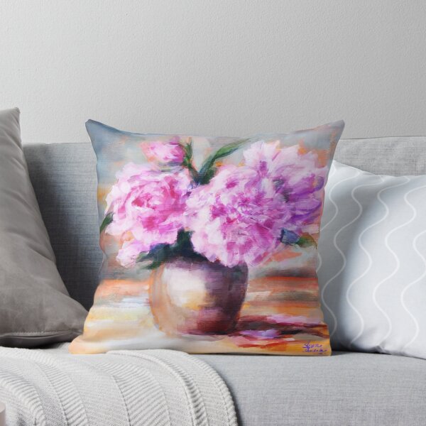 Item preview, Peonías rosas en jarrón - Bodegón floral impresionista designed and sold by Cobalt & Stone Art.