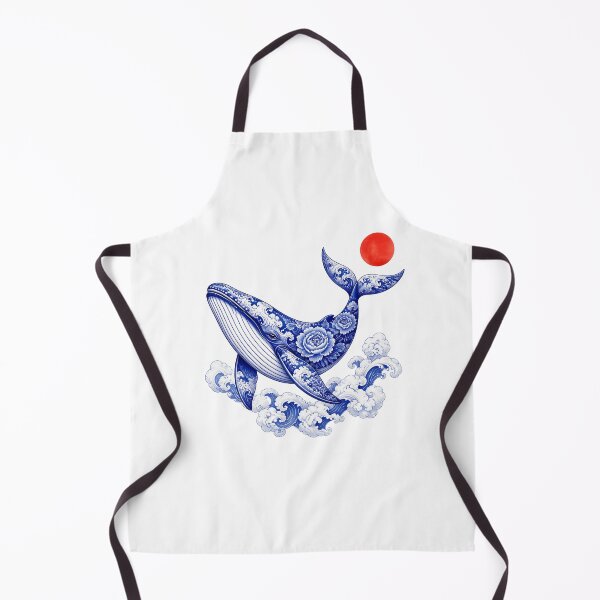 Item preview, Blue Porcelain Whale in Floral Ocean Waves designed and sold by Fenay Designs.