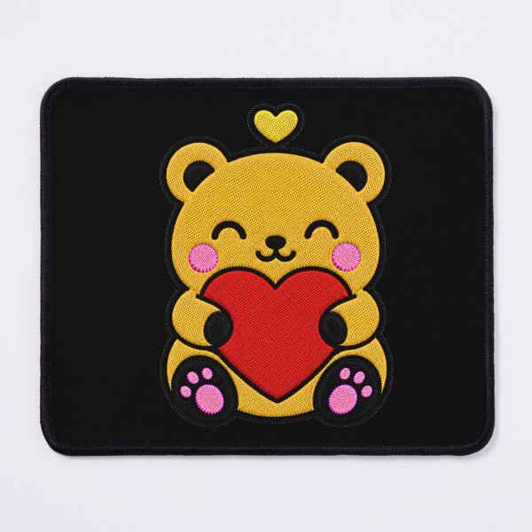 Item preview, Cute Bear Hugging Red Heart Kawaii Embroidery Patch designed and sold by ColorSplash123.