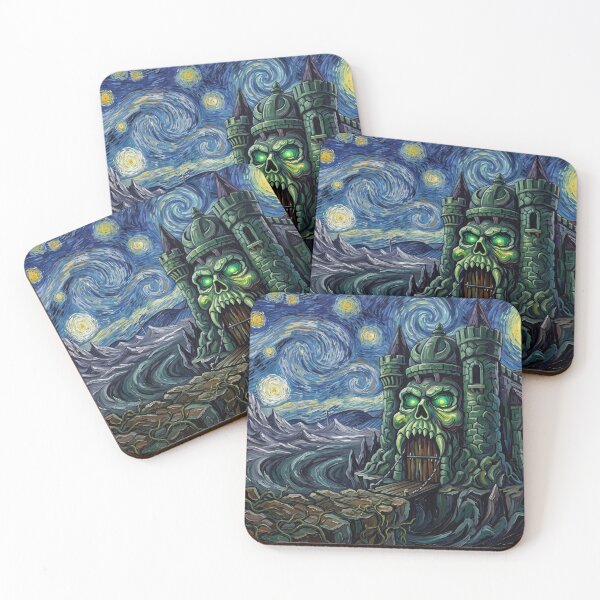 Item preview, Castle Grayskull Starry Night Fantasy Landscape designed and sold by Bad-Decisions-Designs.
