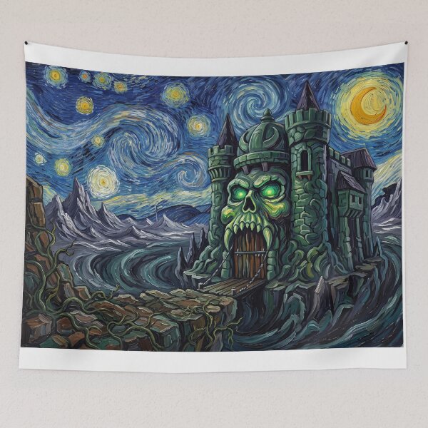 Item preview, Castle Grayskull Starry Night Fantasy Landscape designed and sold by Bad-Decisions-Designs.