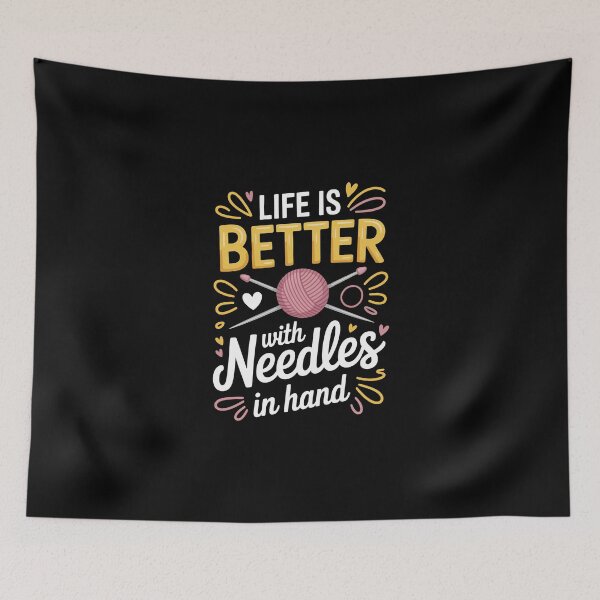 Item preview, LIFE IS BETTER with Needles in hand designed and sold by jkrphoto.