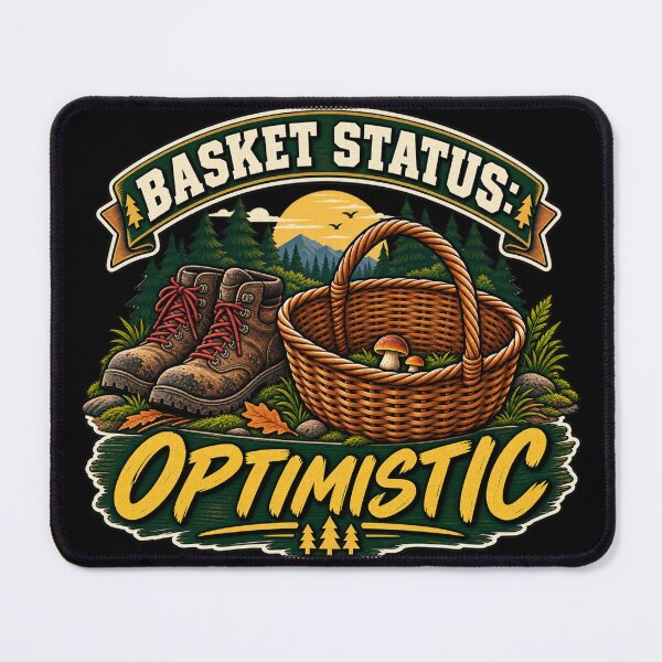 Item preview, Basket Status: Optimistic Mushroom Foraging Humor designed and sold by OddHobbyClub.