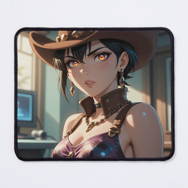 Item preview, Anime Cyber Cowgirl Portrait Black-Haired Western Gunslinger designed and sold by Killington.