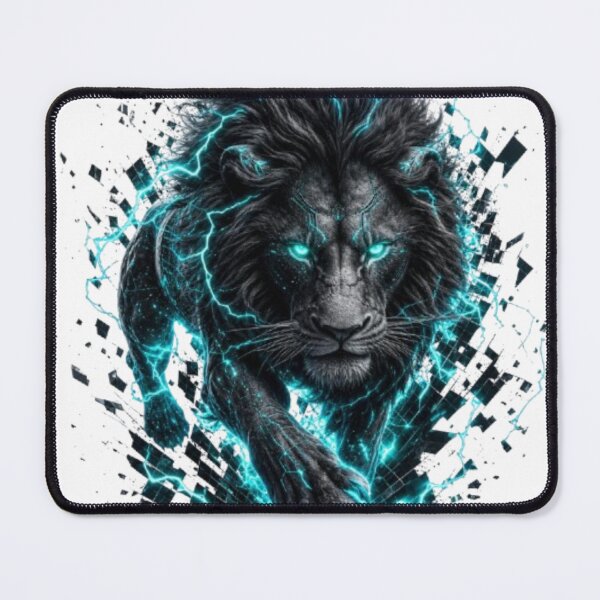 Item preview, Electric Blue Lightning Lion Graphic Illustration designed and sold by @VIRAT DESIGNER@.