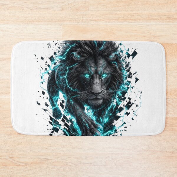 Item preview, Electric Blue Lightning Lion Graphic Illustration designed and sold by @VIRAT DESIGNER@.