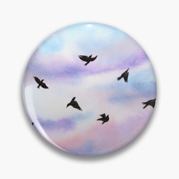 Item preview, A Sky Wide Enough, Black Birds in Pastel Watercolour designed and sold by ArithraStudio.