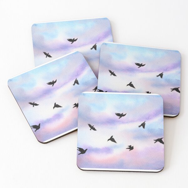 Item preview, A Sky Wide Enough, Black Birds in Pastel Watercolour designed and sold by ArithraStudio.
