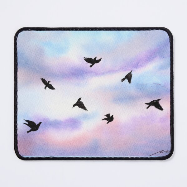 Item preview, A Sky Wide Enough, Black Birds in Pastel Watercolour designed and sold by ArithraStudio.