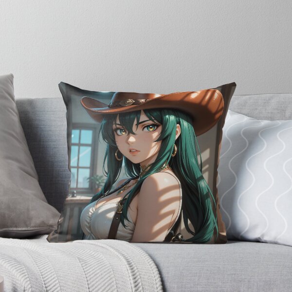 Item preview, Emerald-Haired Anime Cowgirl Western Saloon Portrait designed and sold by Killington.