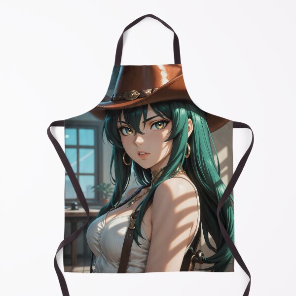 Item preview, Emerald-Haired Anime Cowgirl Western Saloon Portrait designed and sold by Killington.