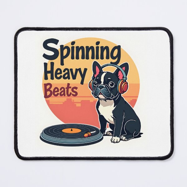 Item preview, FRENCH BULLDOG DJ SPINNING HEAVY BEATS designed and sold by PawsStudioAU.