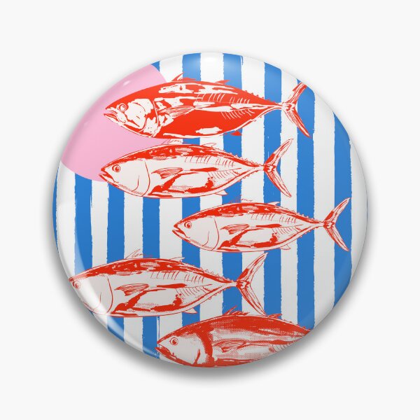 Item preview, Preppy Blue Stripes Tuna Coastal Aesthetic designed and sold by MaiZephyr.