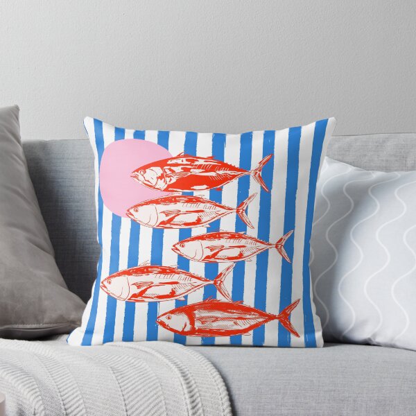 Item preview, Preppy Blue Stripes Tuna Coastal Aesthetic designed and sold by MaiZephyr.