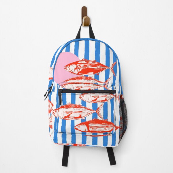Item preview, Preppy Blue Stripes Tuna Coastal Aesthetic designed and sold by MaiZephyr.